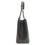 Chanel Quilted Silver Tote Grained Calfskin — view 3