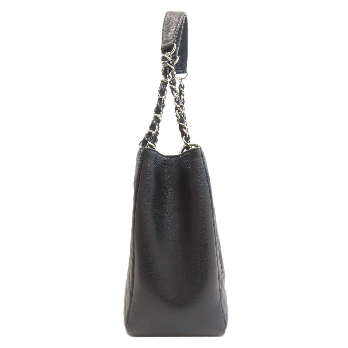 Chanel Quilted Silver Tote Grained Calfskin — view 3