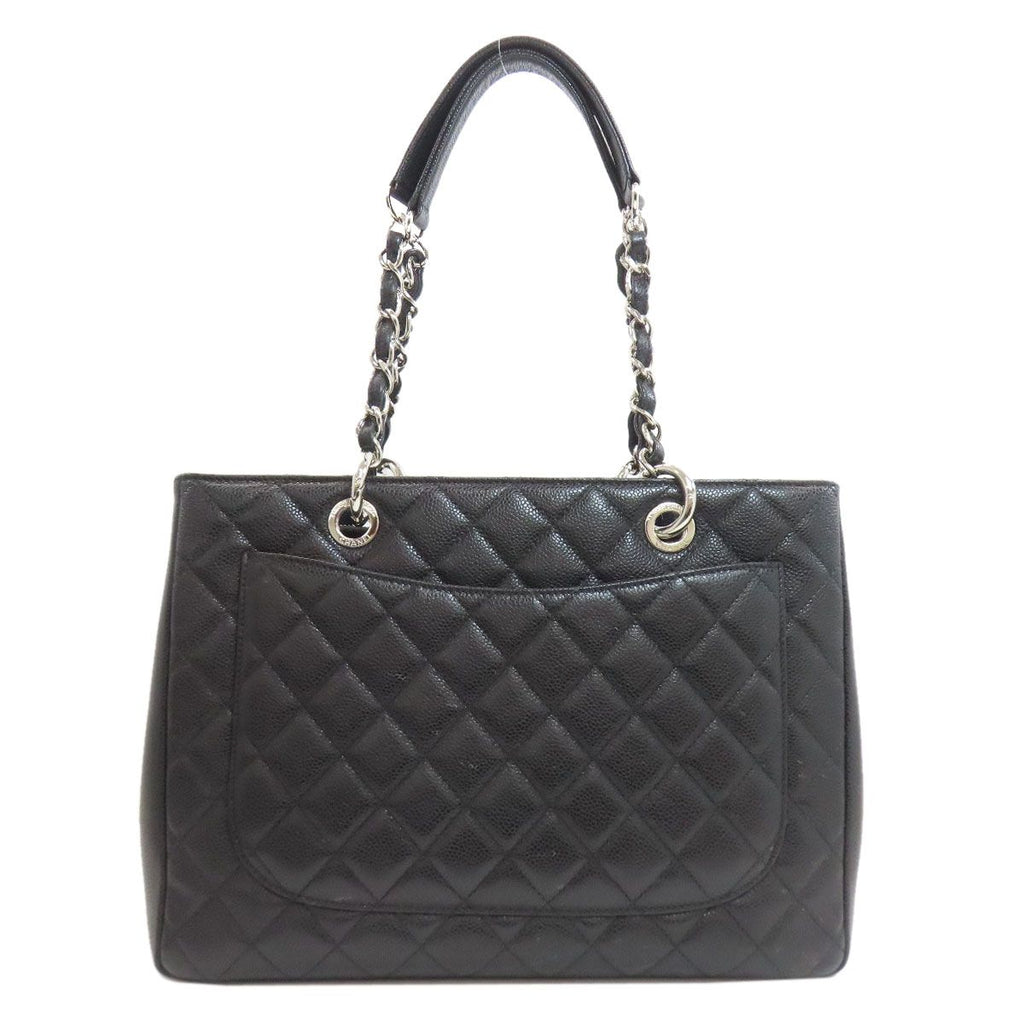 Chanel Quilted Silver Tote Grained Calfskin — view 2