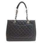 Chanel Quilted Silver Tote Grained Calfskin — view 2