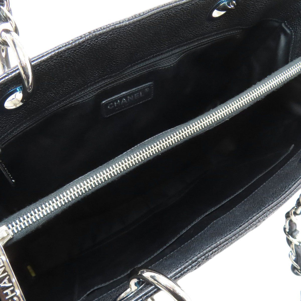 Chanel Quilted Silver Tote Grained Calfskin — view 5