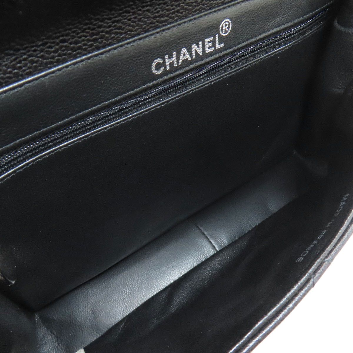Chanel Quilted Double Face Silver Handbag Grained Calfskin — view 5