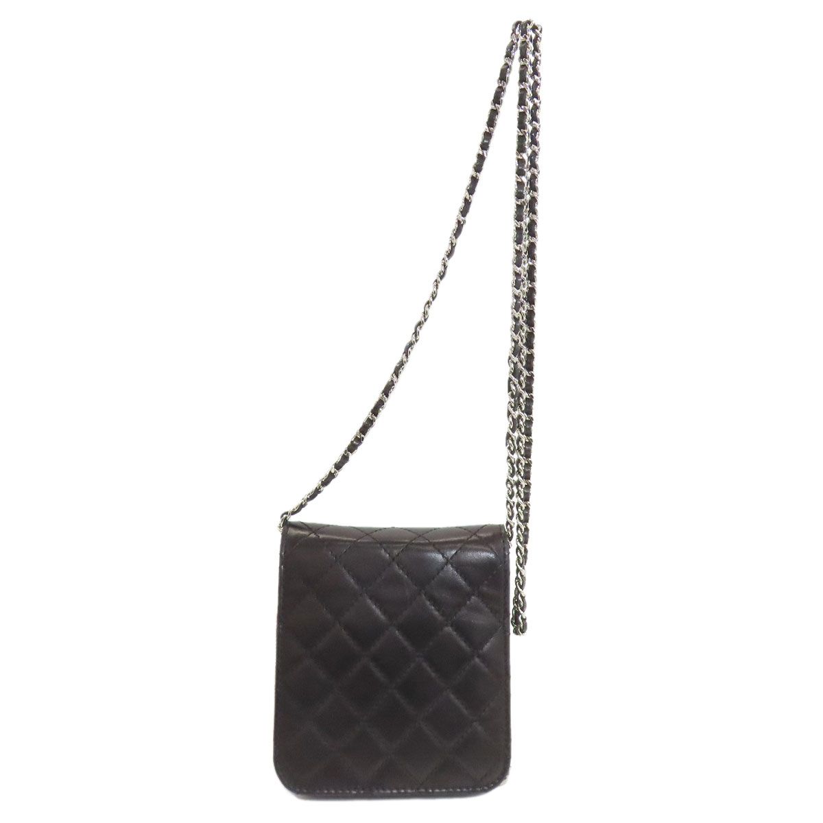 Chanel Chain Shoulder Quilted Silver Bag Lambskin — view 2