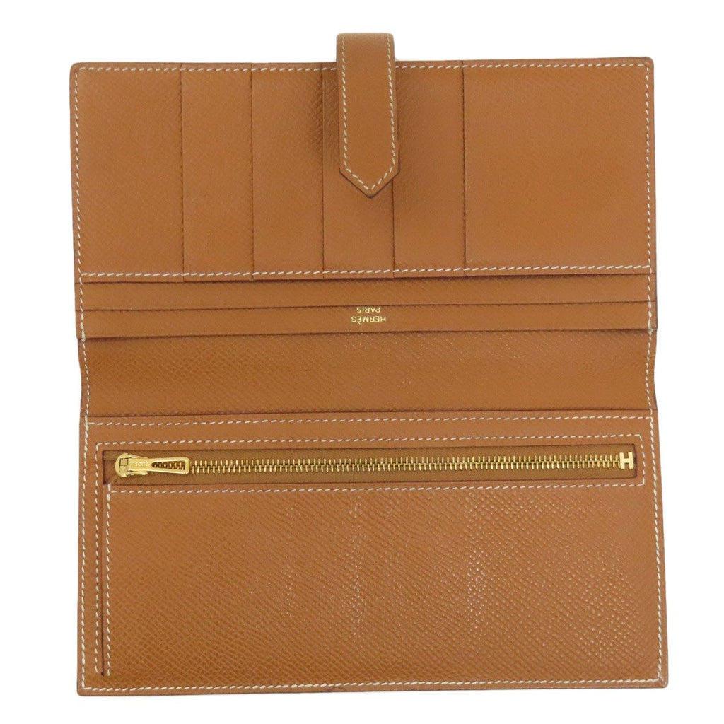 Hermes Bearn Souffle Gold Long Wallet Epsom — view 4