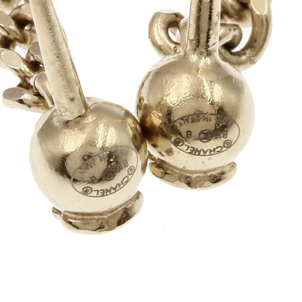 Chanel Chain CC Logo Earrings Metal Faux Pearl — view 3
