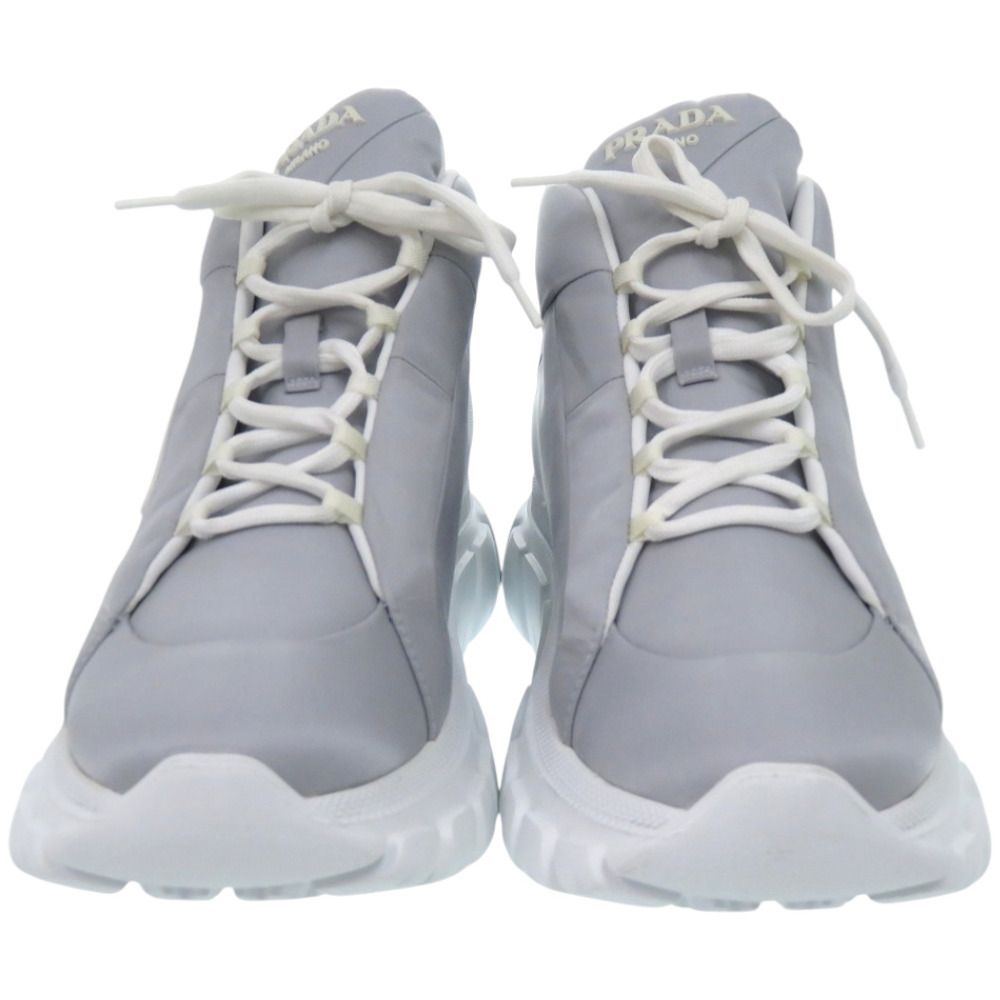 Prada High Cut Logo Re-Nylon Econyle Gray Sneakers — view 3