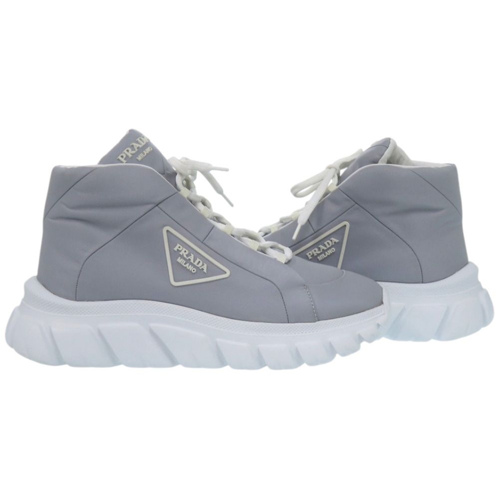 Prada High Cut Logo Re-Nylon Econyle Gray Sneakers — view 7