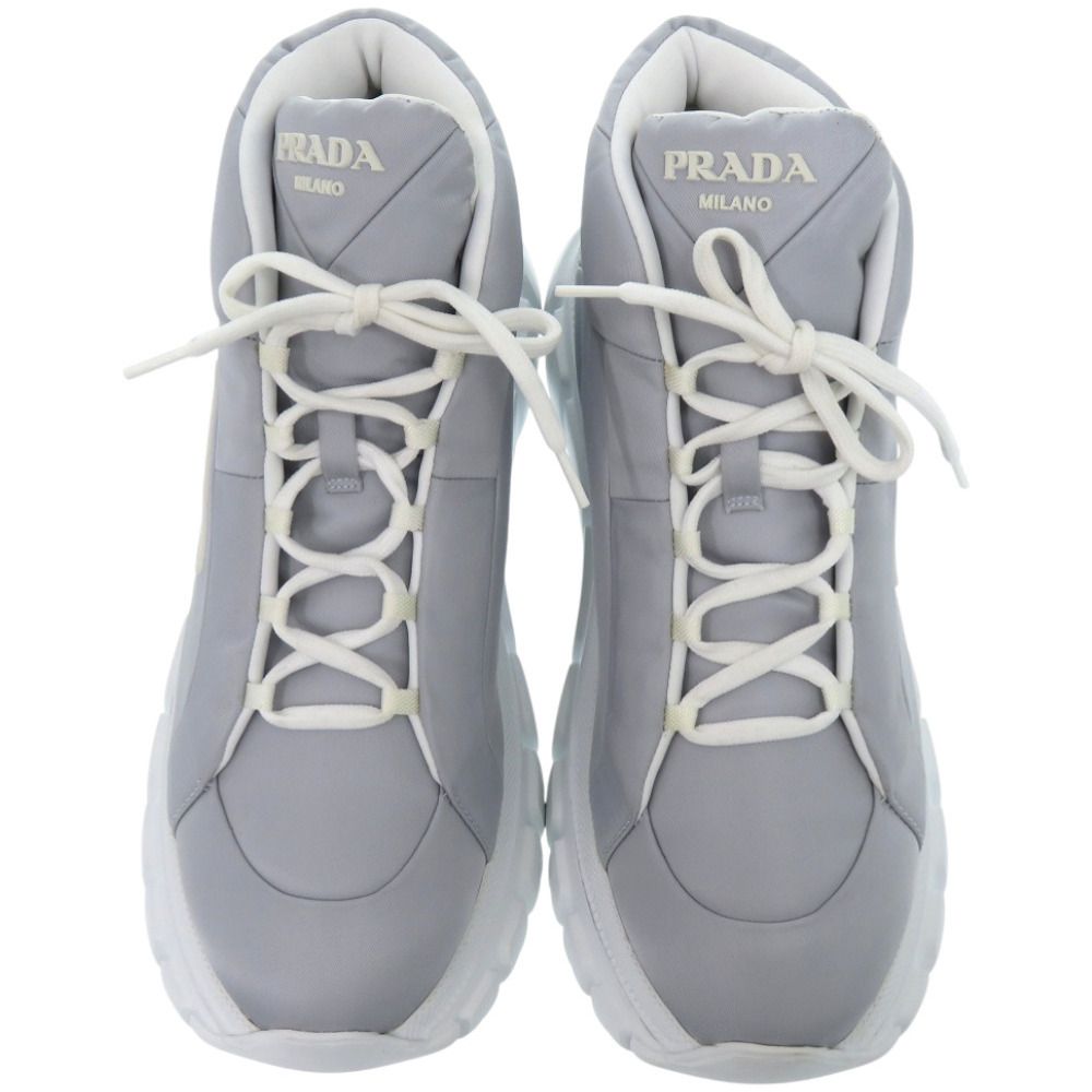 Prada High Cut Logo Re-Nylon Econyle Gray Sneakers — view 4