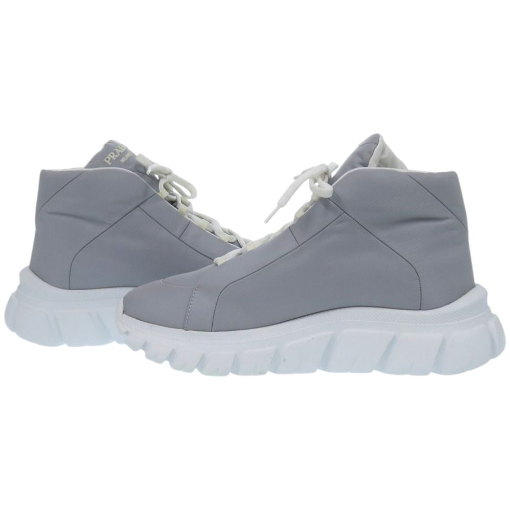 Prada High Cut Logo Re-Nylon Econyle Gray Sneakers — view 6