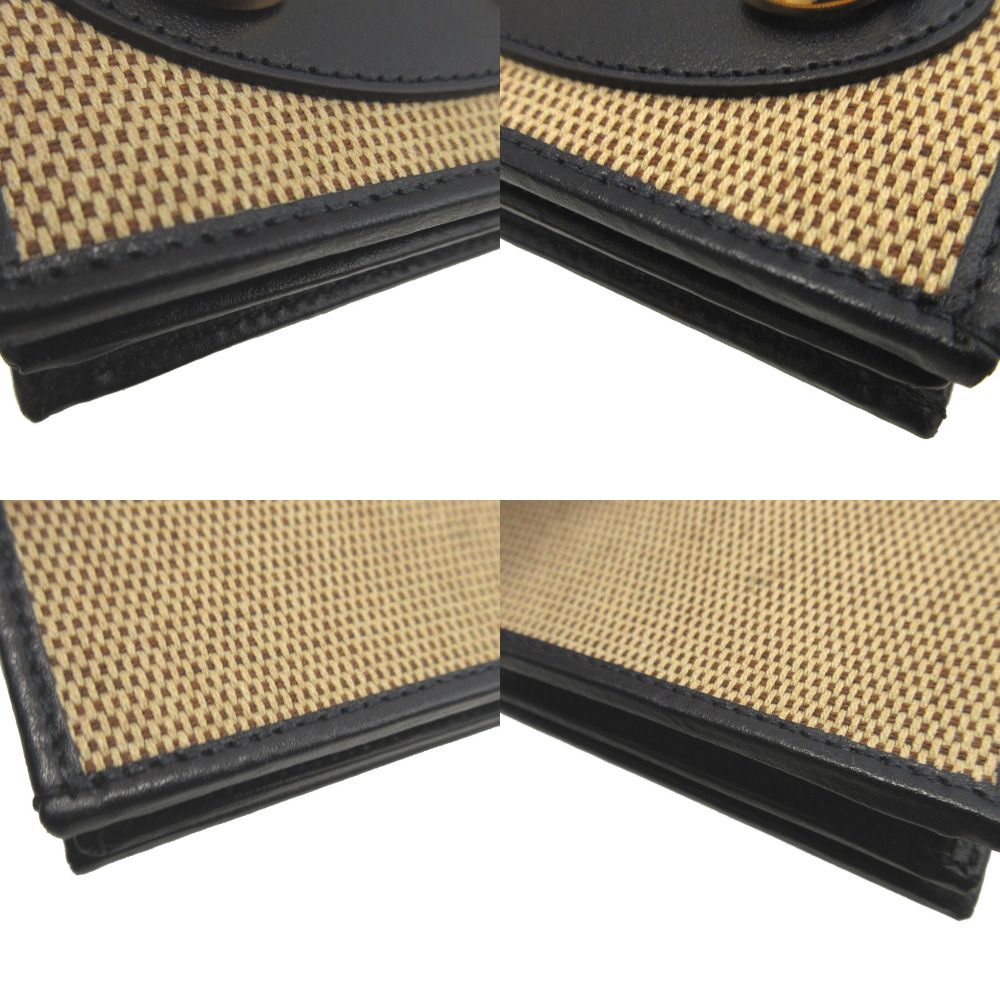 Gucci Horsebit Canvas Leather Beige Black Bifold Wallet — view 8