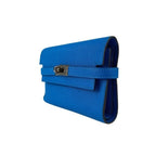 Hermes Wallet Coin Case Kelly Depurian Compact Blue Chevre — view 2
