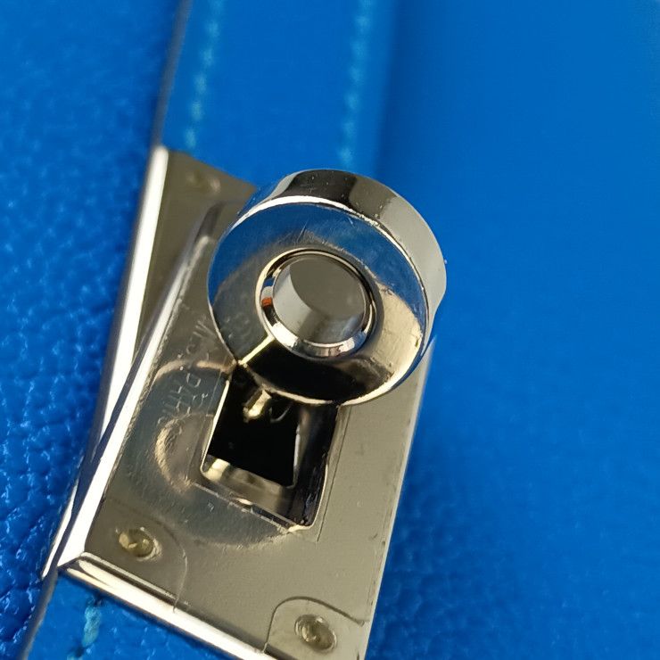 Hermes Wallet Coin Case Kelly Depurian Compact Blue Chevre — view 7