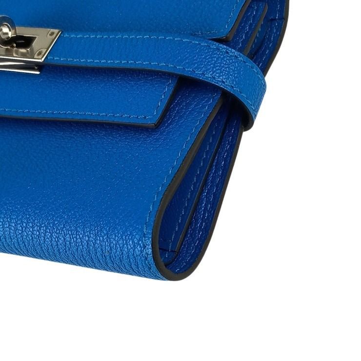 Hermes Wallet Coin Case Kelly Depurian Compact Blue Chevre — view 5