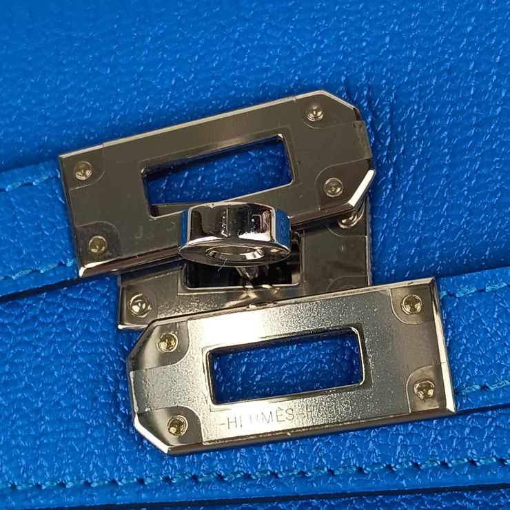 Hermes Wallet Coin Case Kelly Depurian Compact Blue Chevre — view 6