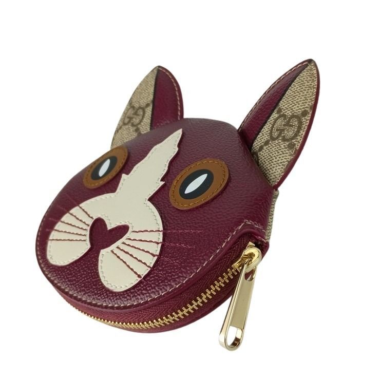 Gucci Coin Case GG Supreme Cat Shape Bold Beige Leather Gold — view 2