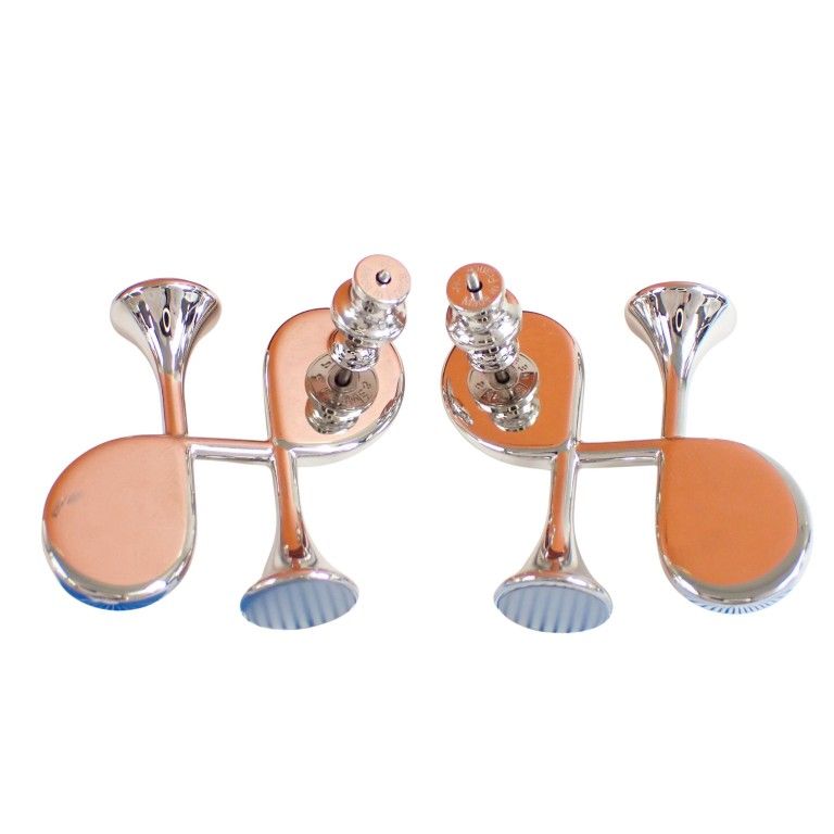 Hermes Earrings Col Black Silver Stainless Steel — view 2