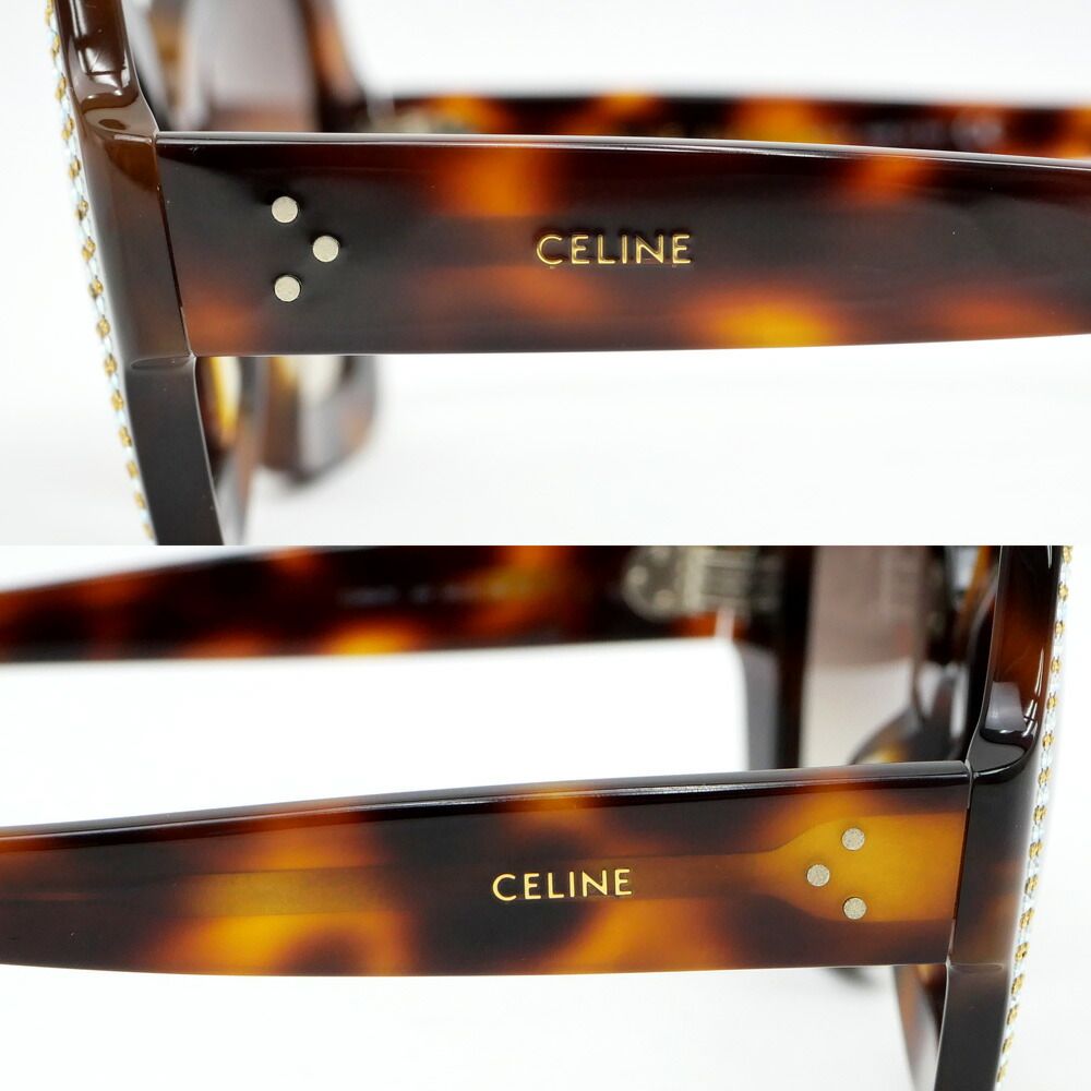 Celine Sunglasses Rhinestone Brown Silver — view 7