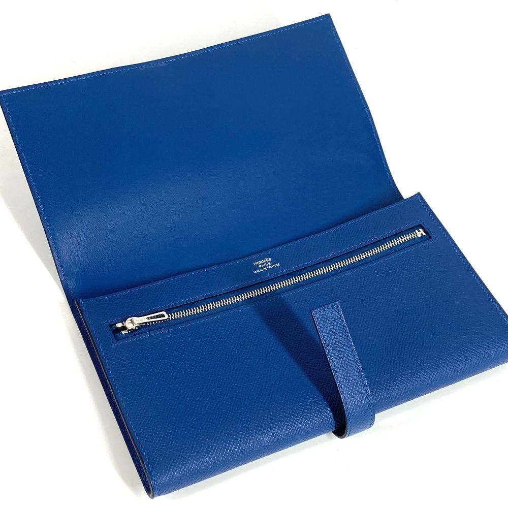 Hermes Long Wallet New-h Passant Toutemman Epsom Deep Blue — view 8