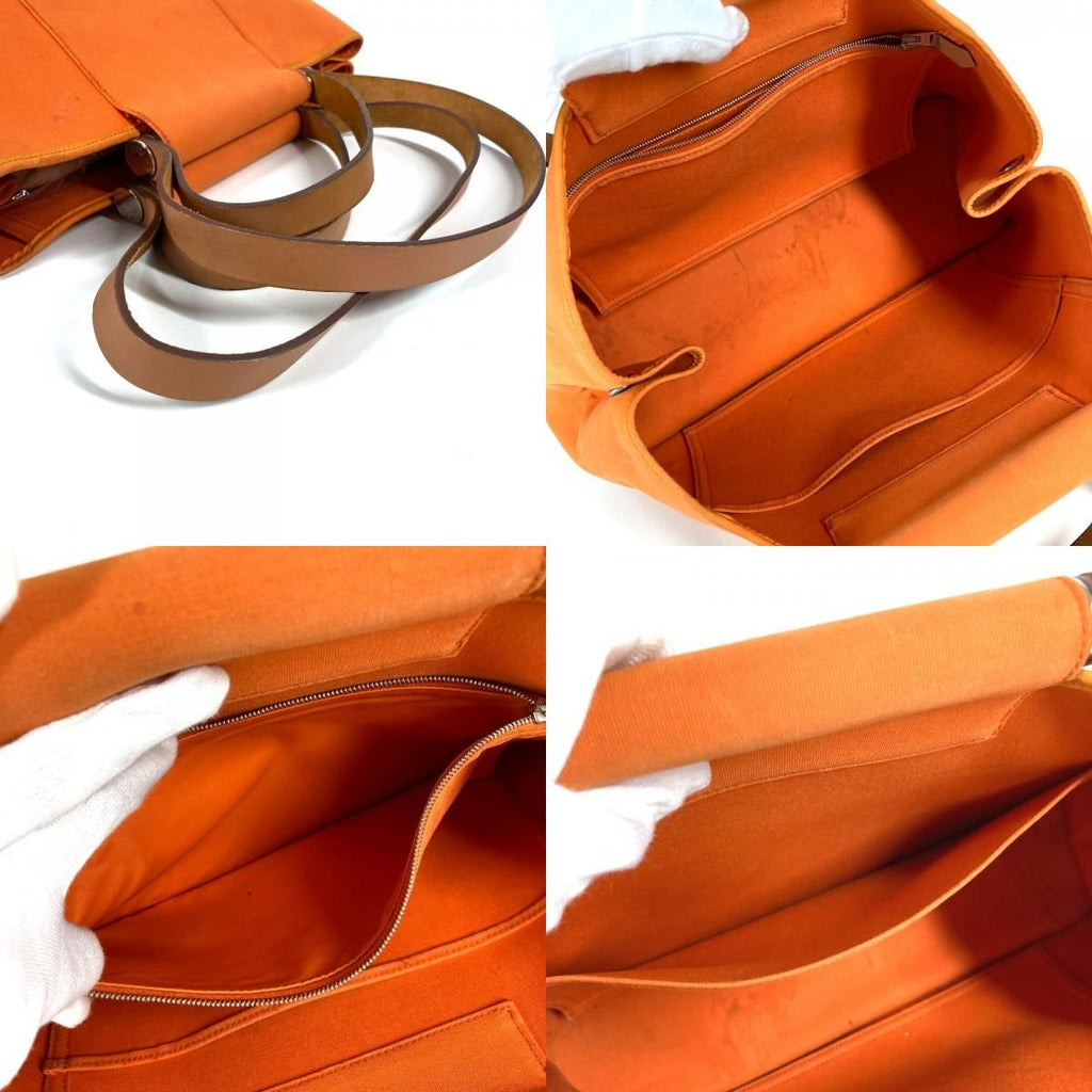 Hermes Tote Kabak Elan PM Canvas Leather Orange — view 8