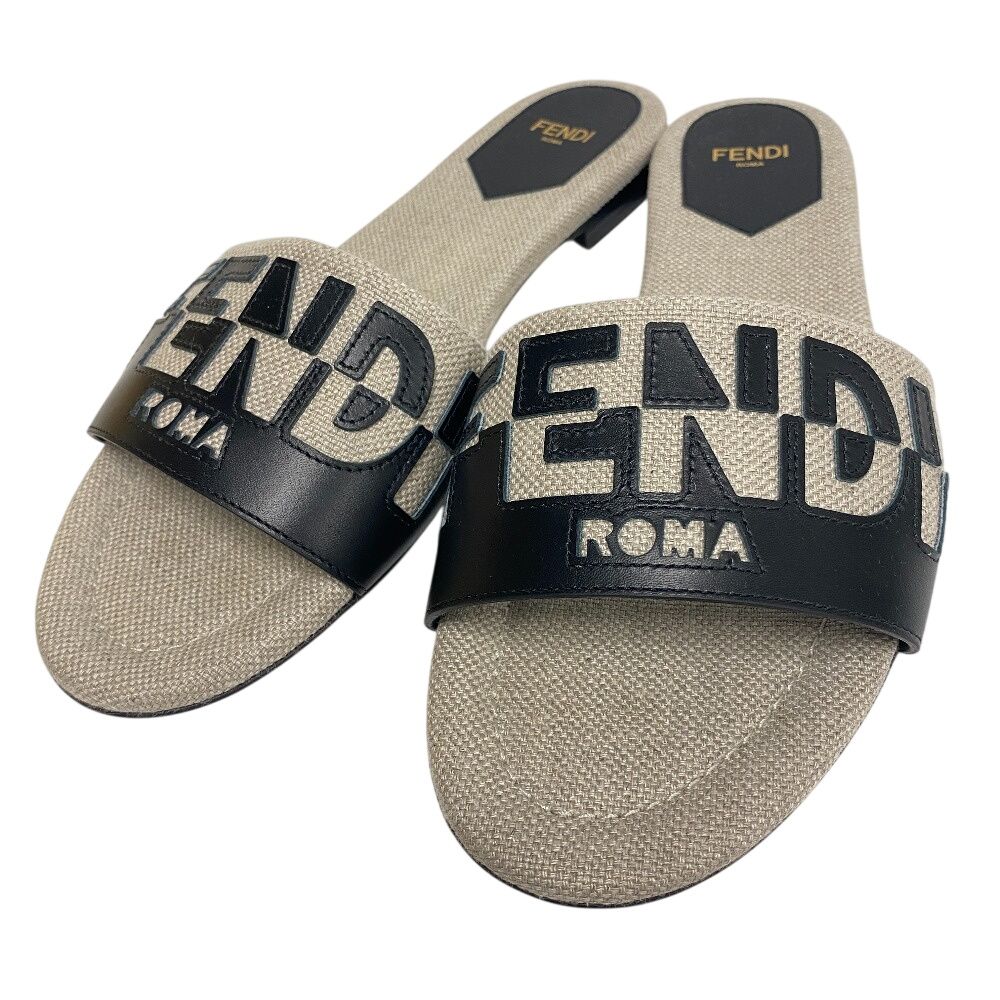 Fendi Slide Sandals Black — view 4