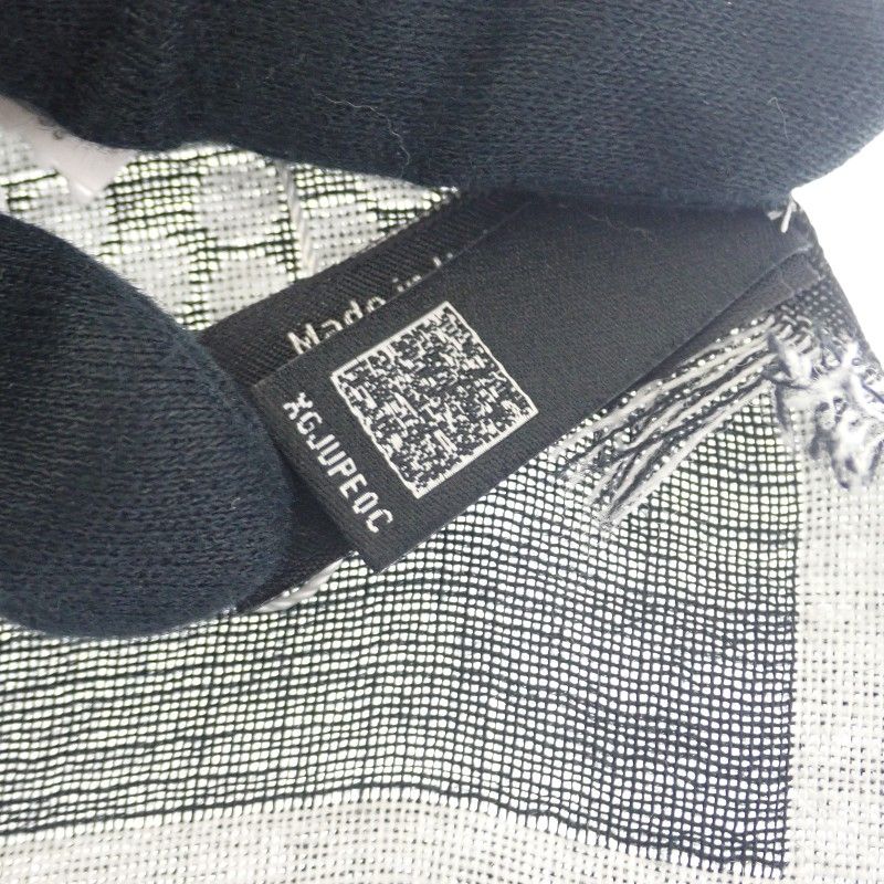 Chanel Logo Muffler CC Wool Silk Black Scarf