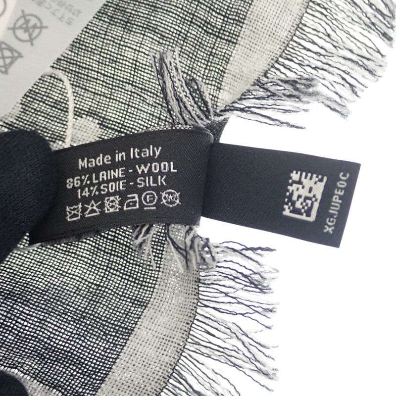 Chanel Logo Muffler CC Wool Silk Black Scarf