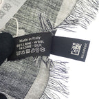Chanel Logo Muffler CC Wool Silk Black Scarf