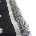 Chanel Logo Muffler CC Wool Silk Black Scarf
