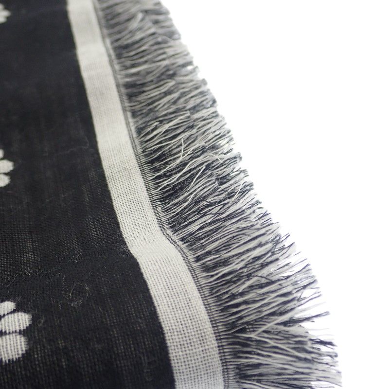 Chanel Logo Muffler CC Wool Silk Black Scarf