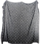 Chanel Logo Muffler CC Wool Silk Black Scarf