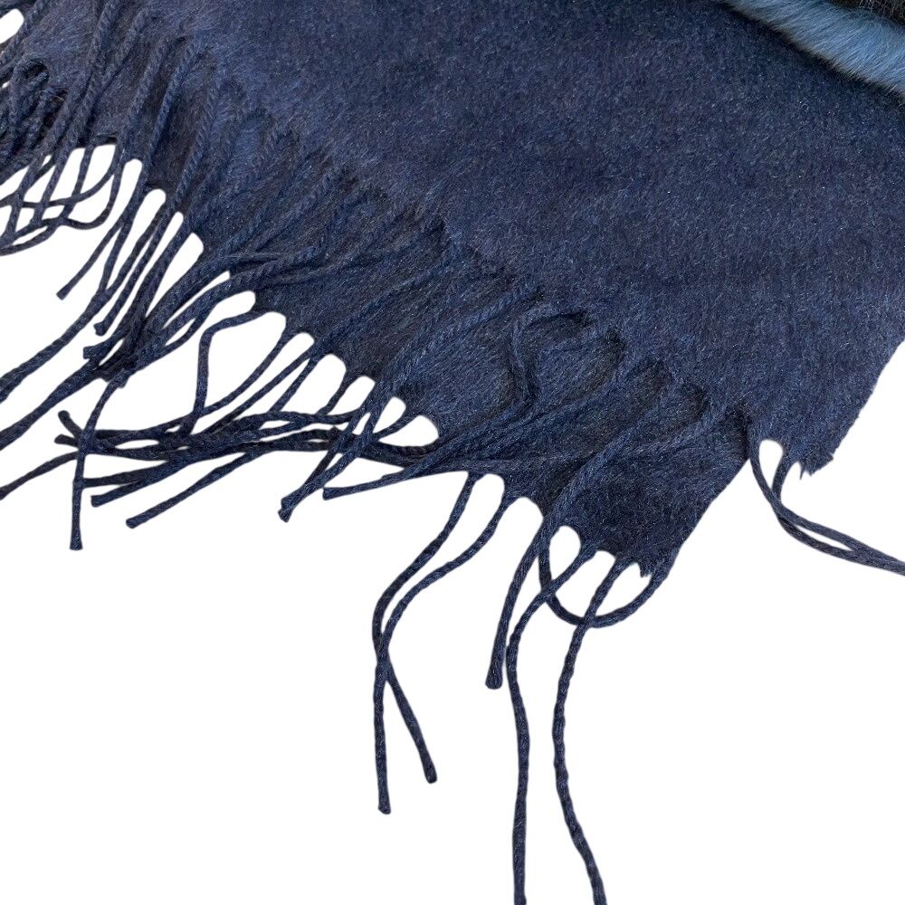 Fendi Ori Rug Silk Mohair Muffler Navy Scarf — view 5