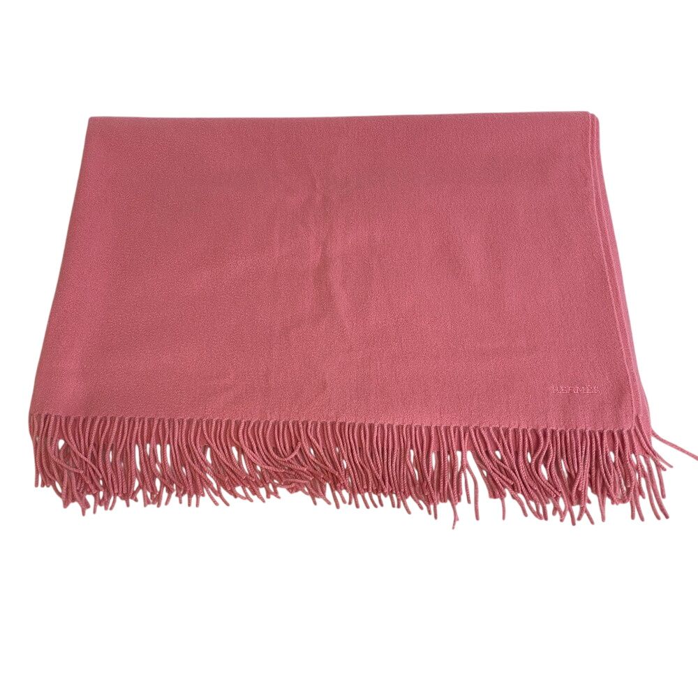 Hermes Large Fringe Muffler Shawl Scarf — view 2