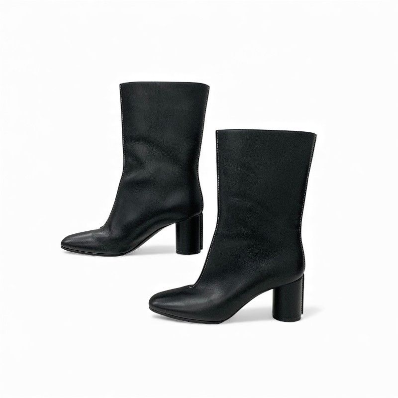 Hermes Defile Short Boots Shoes Leather Black Stitching — view 3