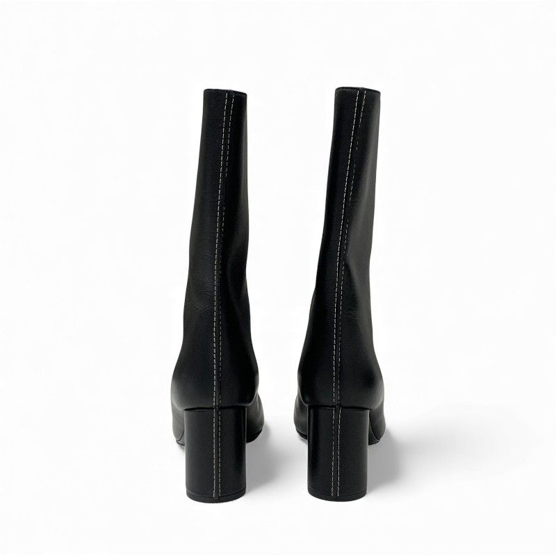 Hermes Defile Short Boots Shoes Leather Black Stitching — view 5