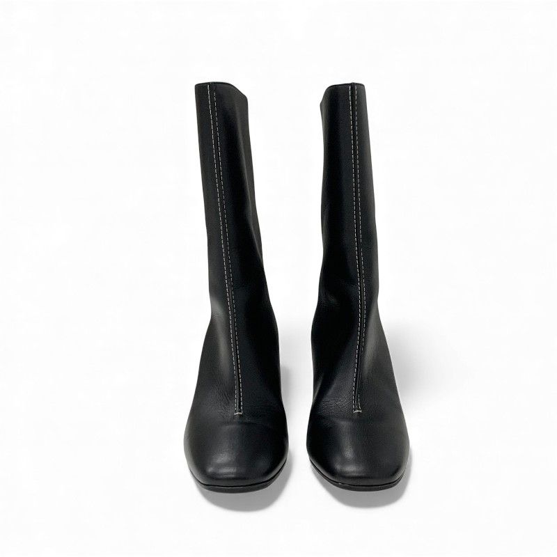 Hermes Defile Short Boots Shoes Leather Black Stitching — view 2