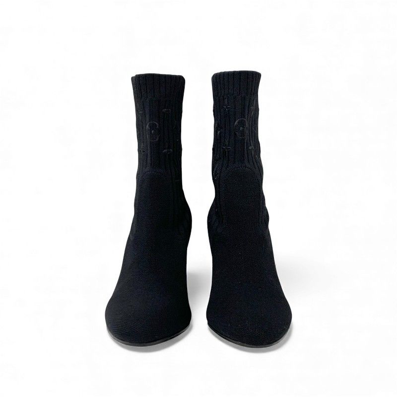 Louis Vuitton Silhouette Line Monogram Short Boots Shoes Fabric Leather Black — view 2
