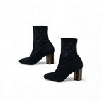 Louis Vuitton Silhouette Line Monogram Short Boots Shoes Fabric Leather Black — view 3