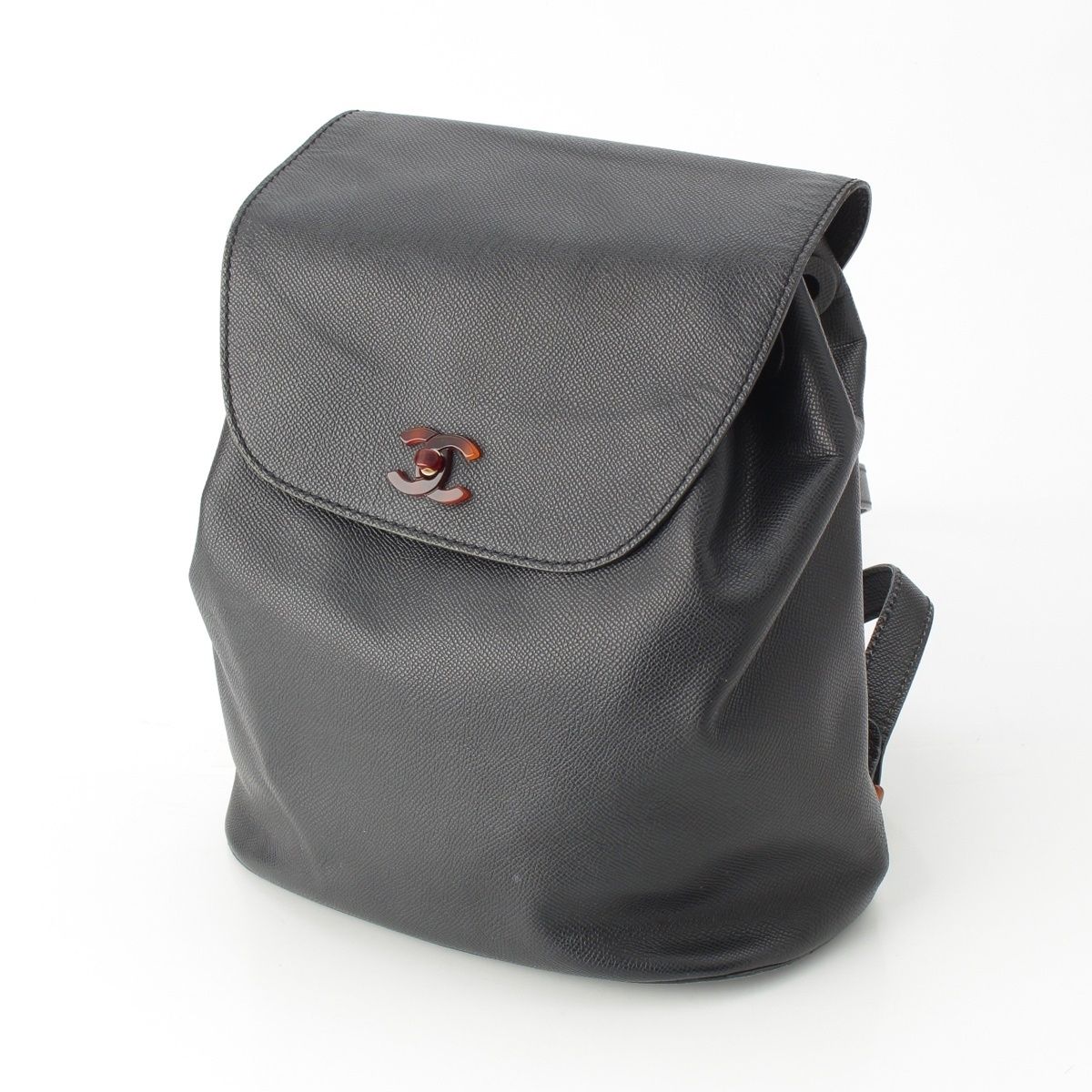 Chanel Leather CC Logo Tortie Shell Turnlock Backpack Black — view 2