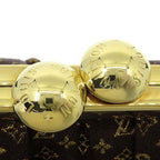 Louis Vuitton Monogram Satin Ommonier Clasp Chain Bag Brown Gold — view 6
