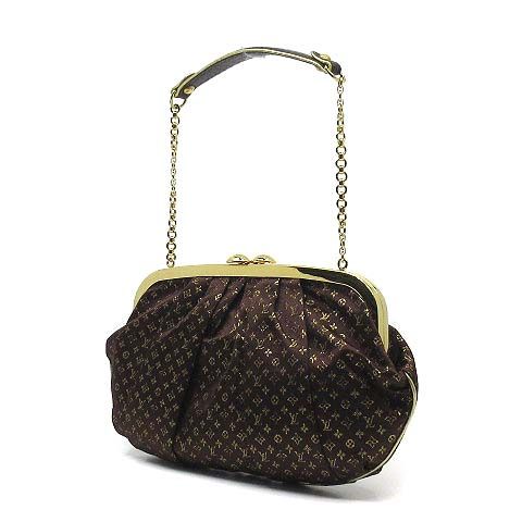 Louis Vuitton Monogram Satin Ommonier Clasp Chain Bag Brown Gold — view 2