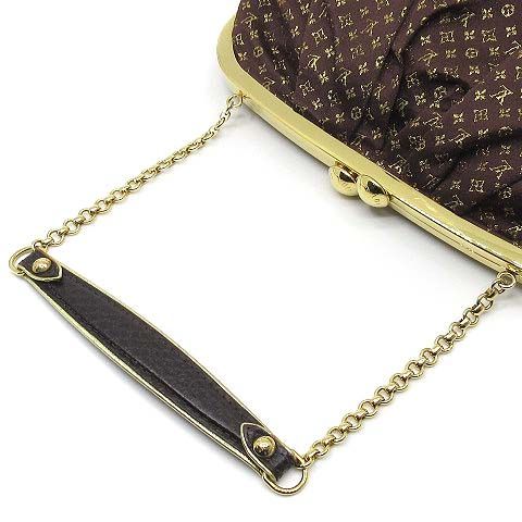 Louis Vuitton Monogram Satin Ommonier Clasp Chain Bag Brown Gold — view 4