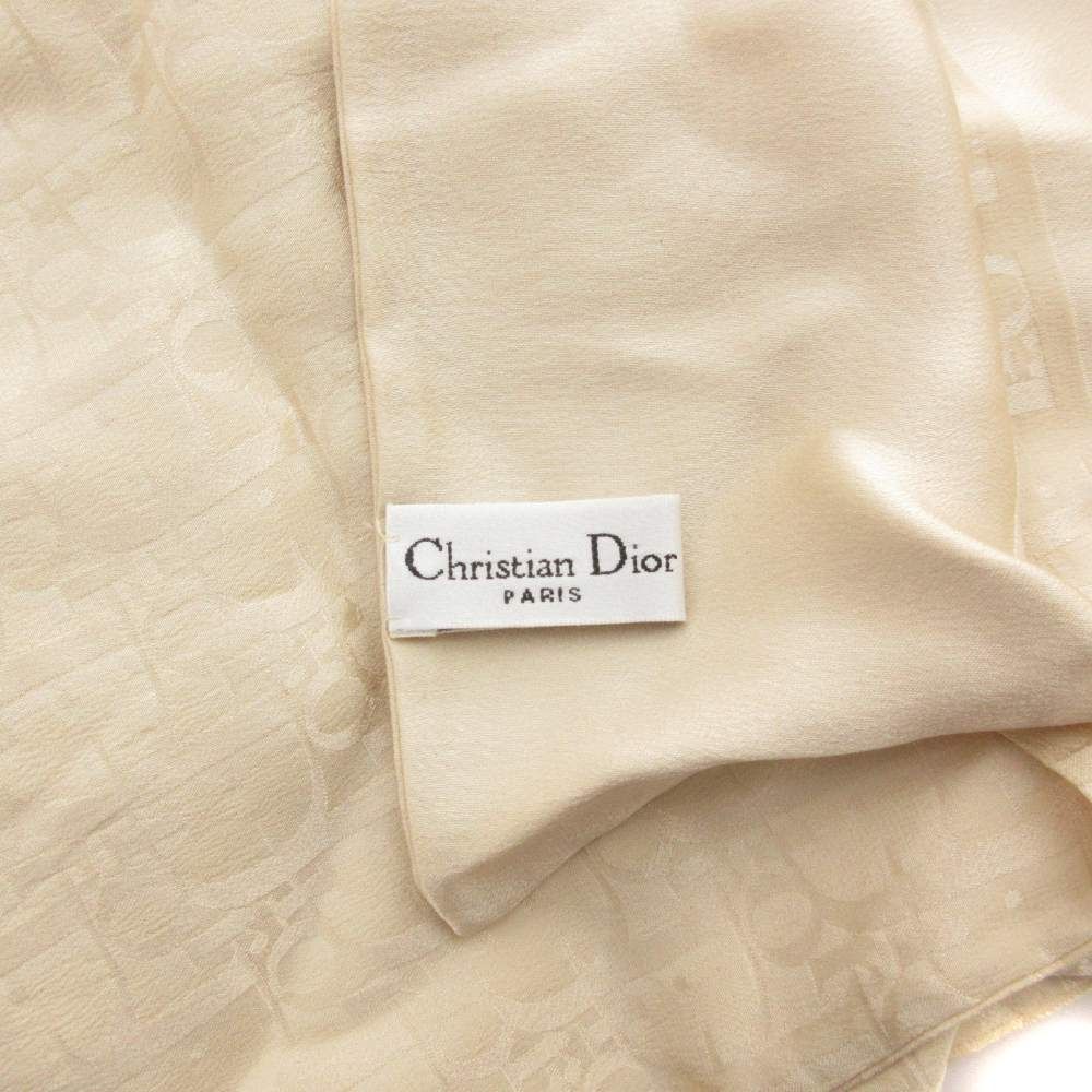 Dior Christian Vintage Trotter Shawl Scarf Square Silk Beige — view 5