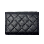 Chanel Wallet Trifold Voice Quilted Caviar Leather Small Black Champagne Gold — view 3