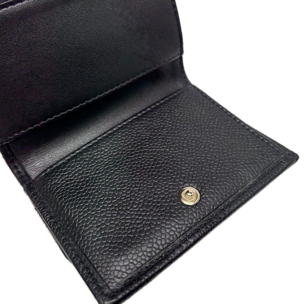 Chanel Wallet Trifold Voice Quilted Caviar Leather Small Black Champagne Gold — view 8