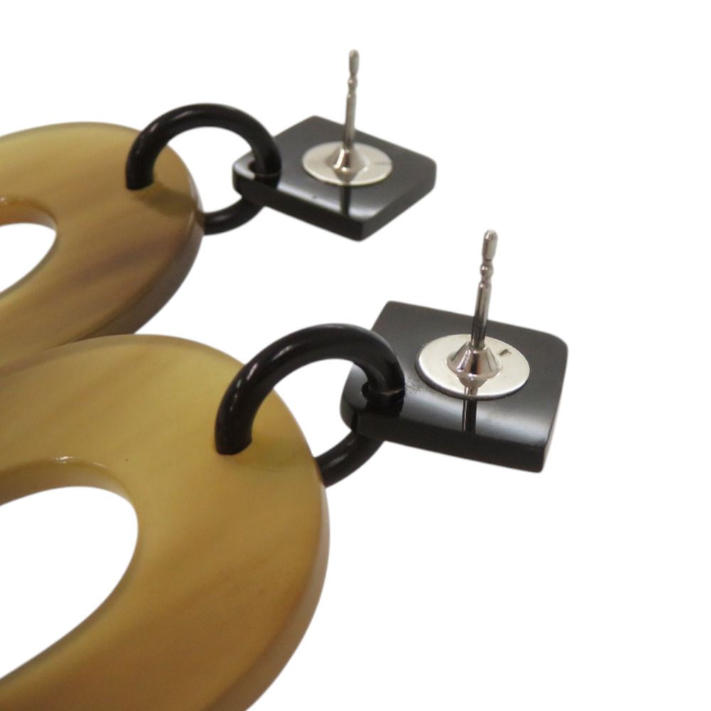 Hermes Isum Buffalo Horn Lacquer Brown Earrings — view 4