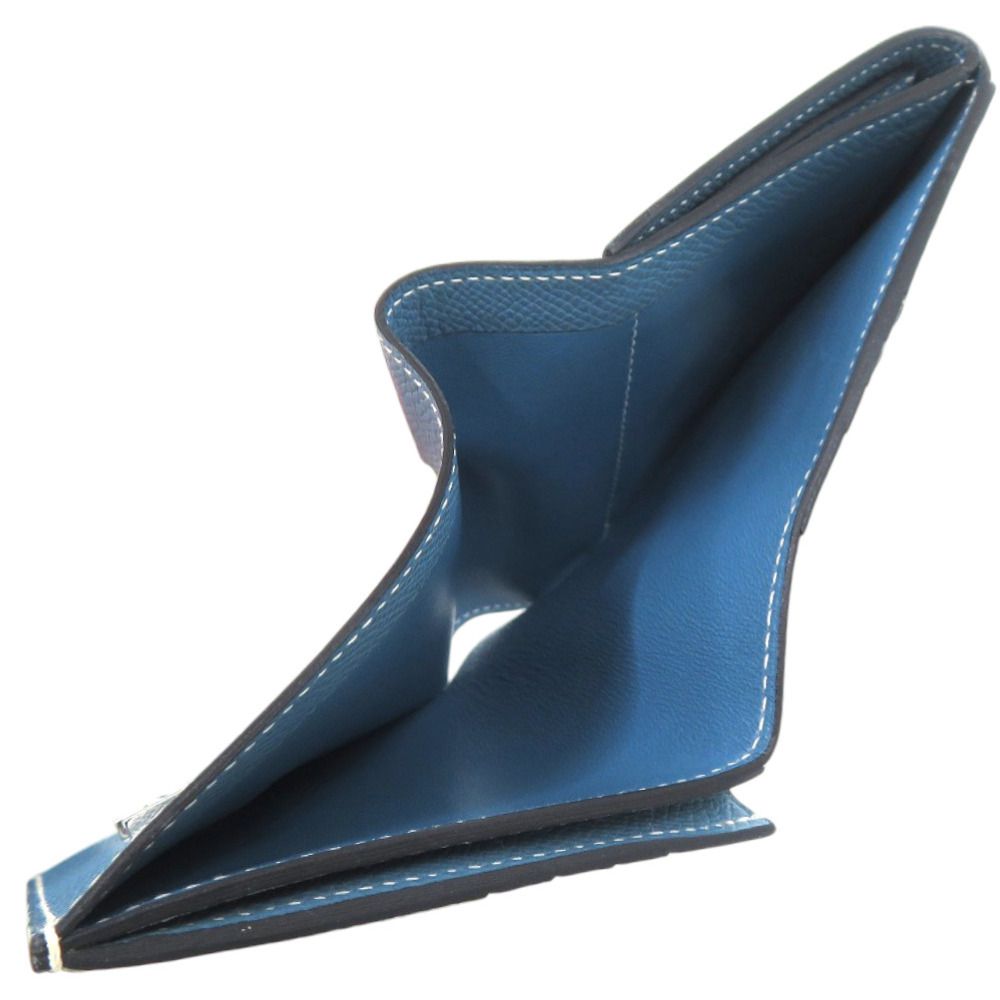 Hermes Hook Wallet Bearn Recto Verso Veau Epsom Blue Jean Bifold — view 8