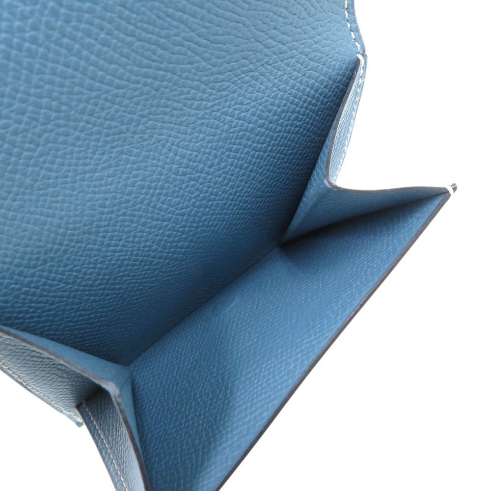 Hermes Hook Wallet Bearn Recto Verso Veau Epsom Blue Jean Bifold — view 7