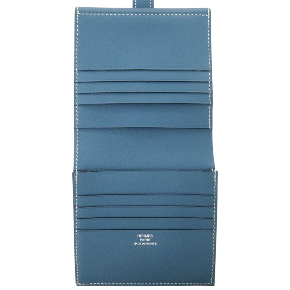 Hermes Hook Wallet Bearn Recto Verso Veau Epsom Blue Jean Bifold — view 6