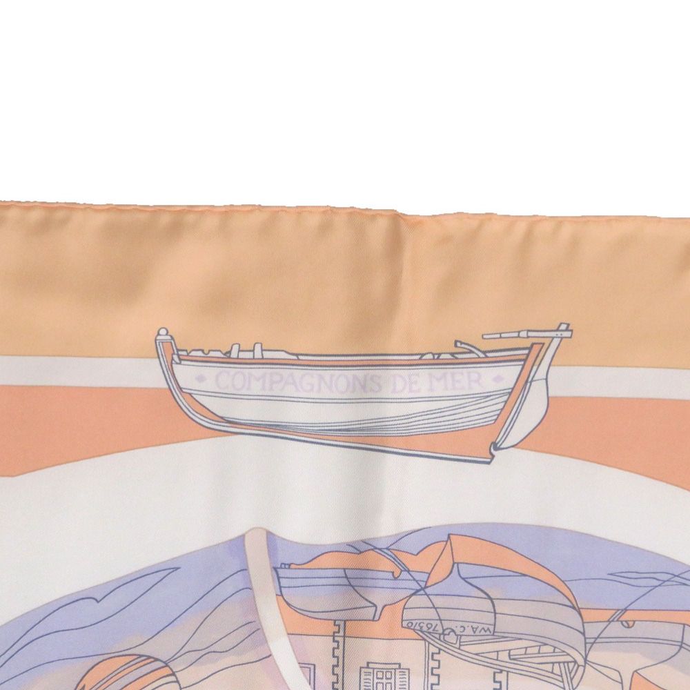 Hermes Carre 90 Friends of the Sea Compagnons de Mer Silk Orange Pastel Purple — view 3