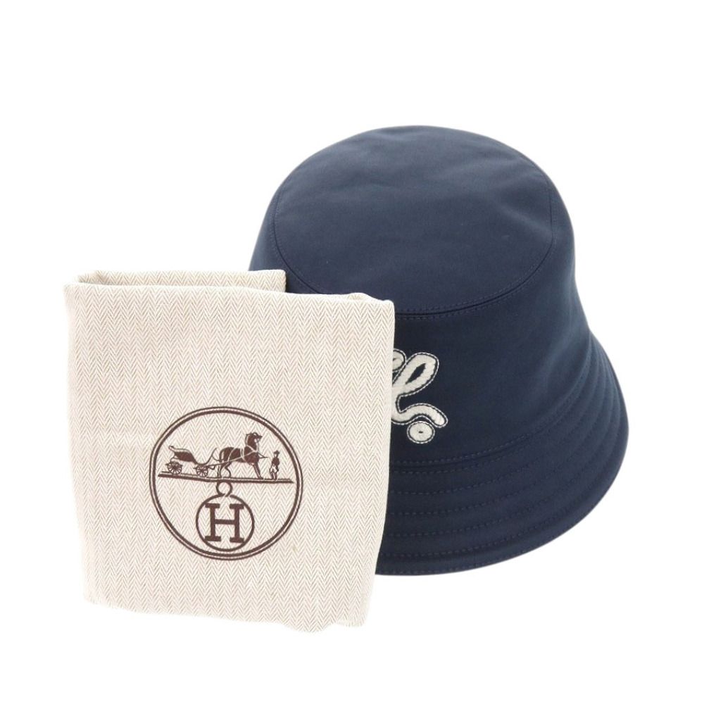 Hermes Harper Nautic Bucket Hat Cotton Blue Berry Navy — view 2